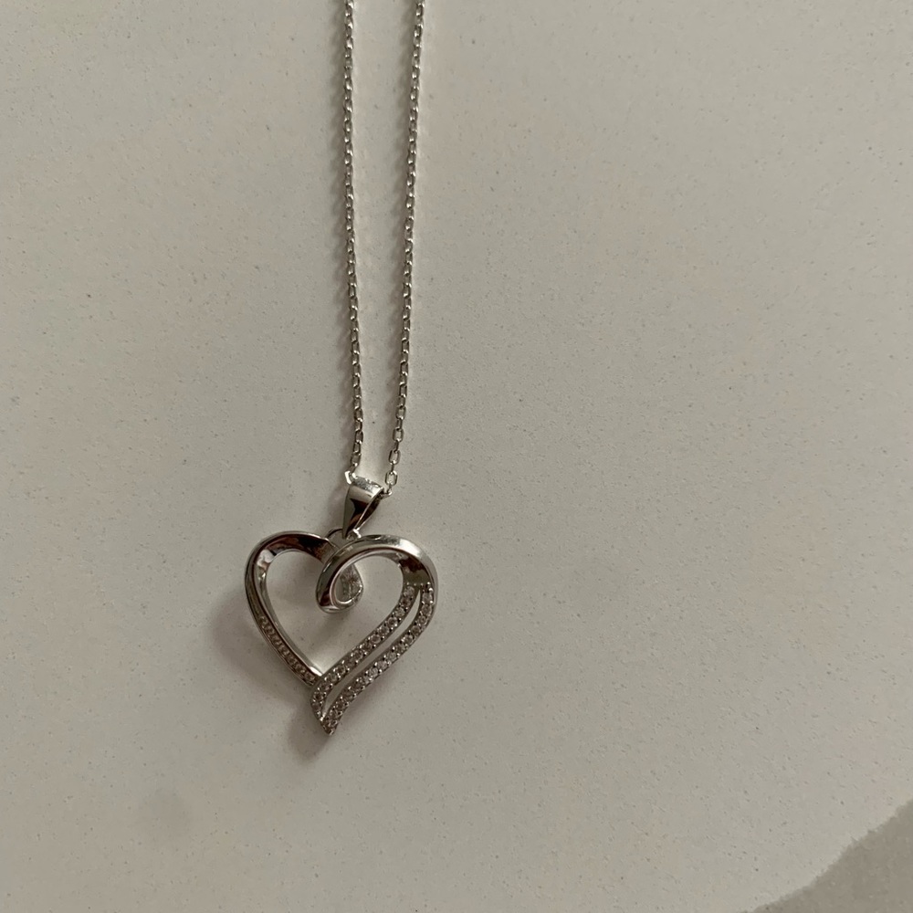 18” CZ heart necklace
